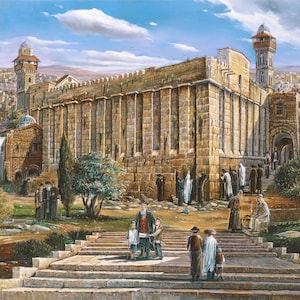 Tombs of The Patriarchs in Hebron (Maarat Hamachpela). Jewish Painting Judaica Fine Art, Giclée