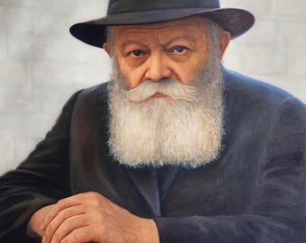 Portrait of the Lubavitcher Rebbe Menachem Mendel Schneerson - Canvas Framed, Metal Print or Acrylic Glass