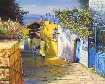 Pintura de Tzfat Safed, Judaica abstracta (Impresiones en lienzo o metal)