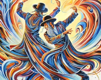 Jewish Dance of Light Art – Hasidic Movement, Abstract Judaica Wall Art (Canvas, Metal, Acrylic)