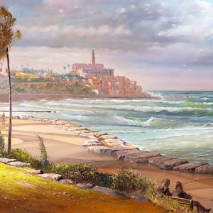 Stormy Weather In Old Jaffa. Painting of Tel Aviv by Alex Levin, Giclée