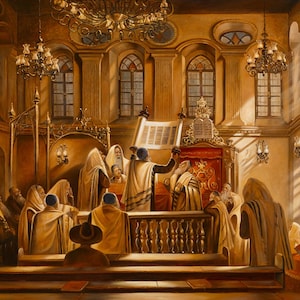 Light Of Torah, Original painting of that comes in print on Canvas Fine Art & Prints Made in Israel by Artist Alex Levin, Giclée
