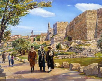 Sabbath Walk Jerusalem Painting – Tower of David Wall Art (Canvas, Metal, Acrylic)