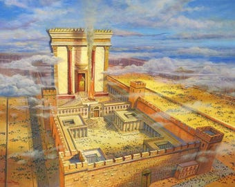 Arte del Segundo Templo de Jerusalén – Alex Levin Judaica Lienzo, Metal, Vidrio acrílico