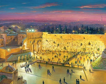 Kotel på natten Jerusalem väggkonst – konstaffischtryck