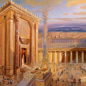 The Second Holy Temple in Jerusalem. Jerusalem Painting, Giclée