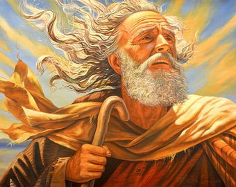 Abraham - De weg naar het beloofde land - Bijbelse Judaïca kunst, kunstposter, 20x30, 24x36, 32x48