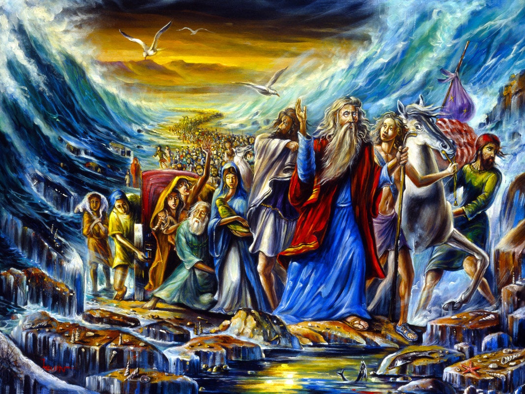 Moses Leads The Exodus From The Egypt Jewish Painting Gicl e Etsy UK moses-leads-the-exodus-from-the-egypt-jewish-painting-gicl-e-etsy-uk