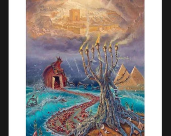 Exodus, Fine Art On Paper 22&quot;x30, Framed and protected plexiglass. Artwork by Alex Levin, Israel