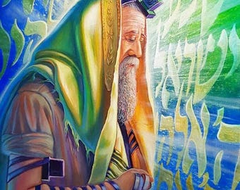 Shema Israel Wall Art – Alex Levin Hebrew Prayer Canvas, Metal, Acrylic Glass