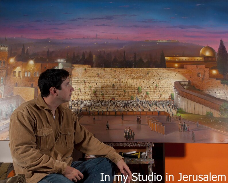 Orando con la Torá - Arte de la Torá, Arte mural para sinagoga, Póster de arte judaico, 20x30, 24x36 o 32x48 imagen 7