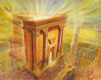 Pintura del Templo de Jerusalén – Lienzo enmarcado, metal, arte en vidrio acrílico