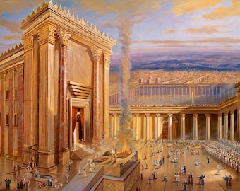 Original Painting of Jerusalem Canvas Art The Second Holy Temple in Jerusalem Limited Edition Fine Art & Prints Made by Israeli Artist Levin