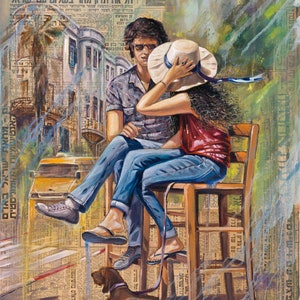 Life In Tel Aviv, Painting of Tel Aviv by Alex Levin, Israel, Giclée