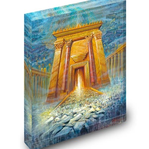 Third Jerusalem Temple Acrylic Block Sculpture by Alex Levin, Judaica Art