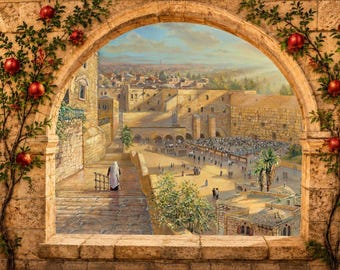 Jerusalem Arch Kotel View Sukkah Banner – Alex Levin Art, Outdoor Vinyl Decoration