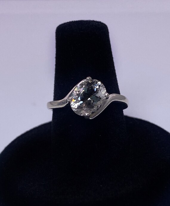 AAA Herkimer Diamond low profile Ring with 9x7mm oval cut 1.75ct stone. Size 7