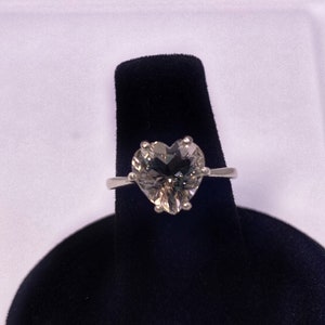 AAA Herkimer Diamond low profile Ring with 9mm heart shaped stone, 2.05cts. Size 7