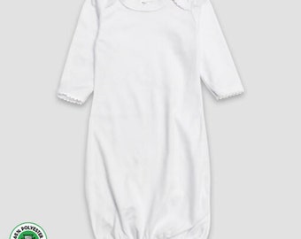 Baby Nightgown with Scallop Trim – White – Polyester Cotton Blend