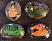 Nautral Vegetable Garden Stone Marker Painted Rock Vegetables, Herbs Fruit Garden Stone Sold EACH Ala Carte TheDoodlin