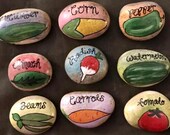 SET 9 Colorful Vegetable Garden Stone Markers Painted Rocks Vegetable, Fruit Herb Garden Great Gardener Gift TheDoodlingMoon