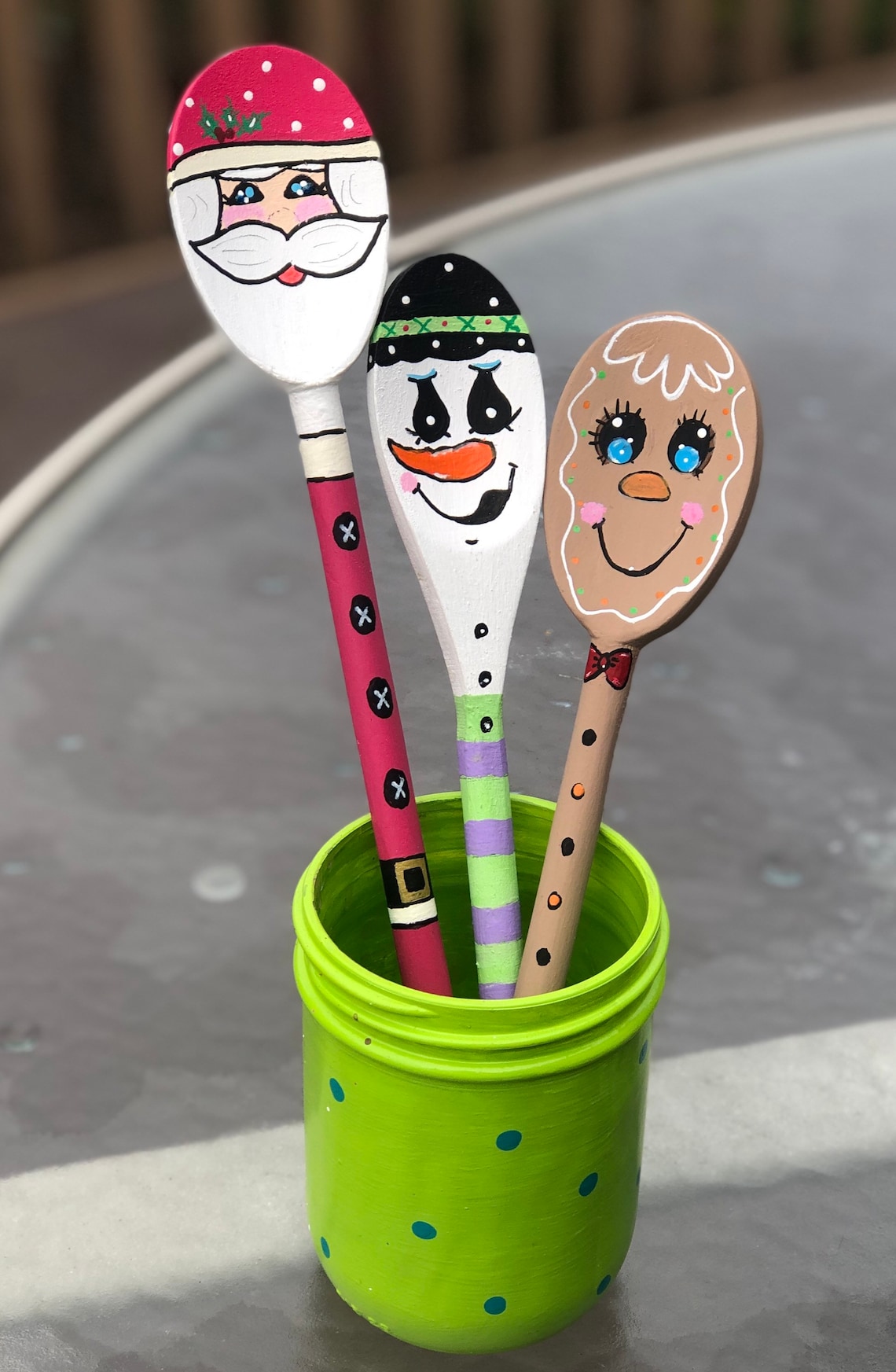Holiday Painted Wooden Spoons Home Decor Christmas Etsy