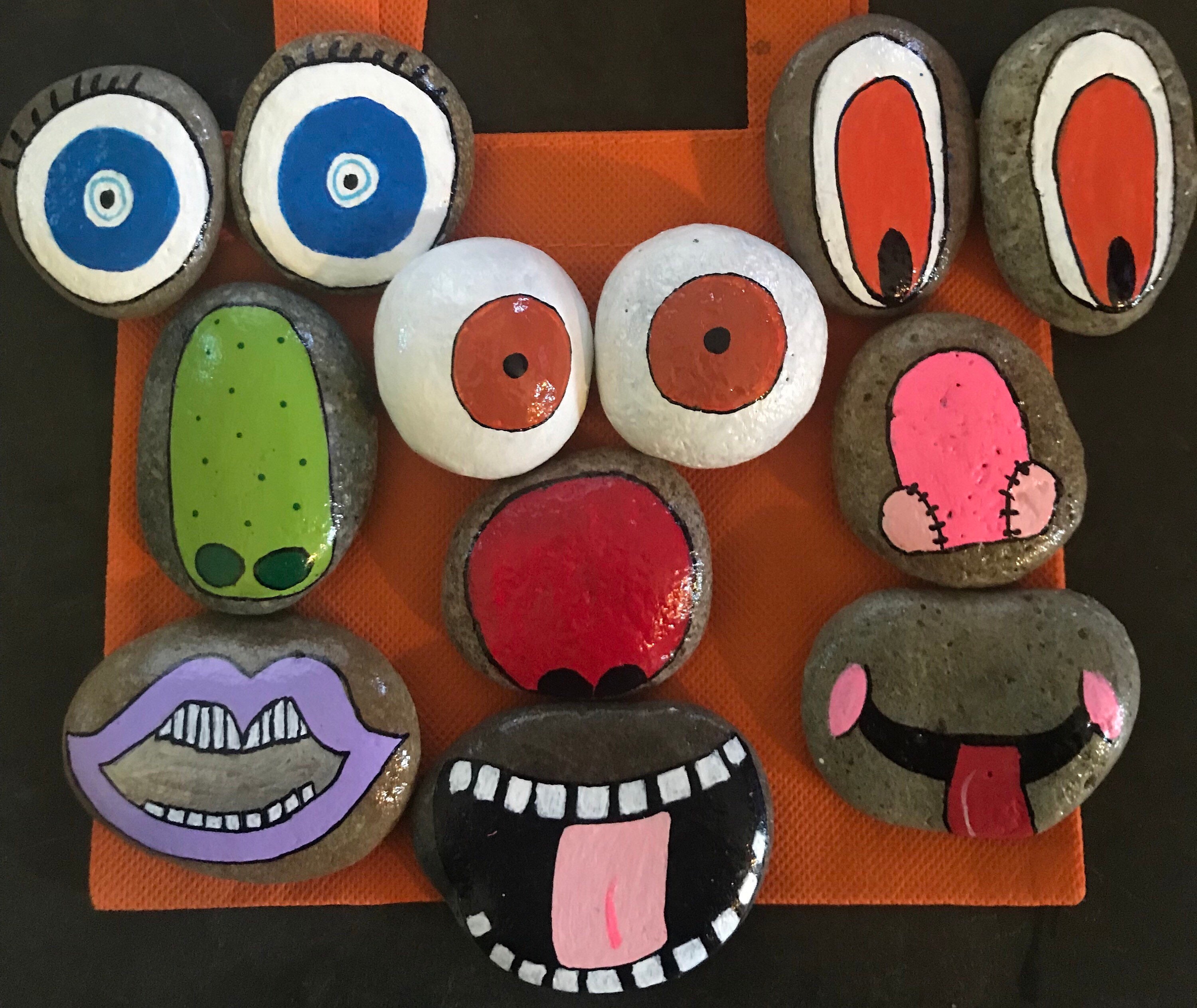 Funny Faces Story Stones Painted Rocks 12 Piece Set Etsy