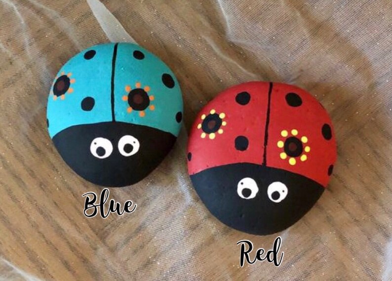 Flor mariquita pintada roca piedra de jardín decoración del | Etsy