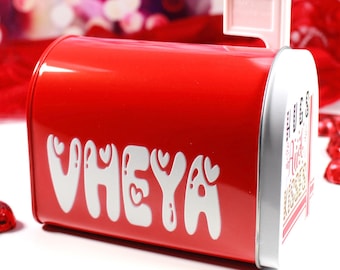 Personalized Valentine’s Mailbox, Custom Name Gift for Kids, Kids Valentine Mailbox, Card Holder, Kids Classroom Valentine Card Tin