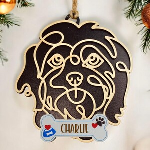 Personalized Dog Breed Line Art Ornament, Christmas Pet Gift, Custom Dog Name, Holiday Decor for Dog Lovers, Dog Mom Gift