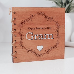 Tarjeta de regalo de madera para abuela, tarjeta de regalo personalizada para el Día de la Madre, tarjeta única para mamá, regalo hecho a mano para la abuela Mimi Nana