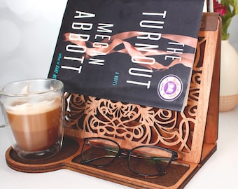 Book Nook, Wood Nightstand Book Page Saver, Wooden Book Valet Tray, Unique Gift for Book Lovers, Birthday Gift for Mom, Page Holder