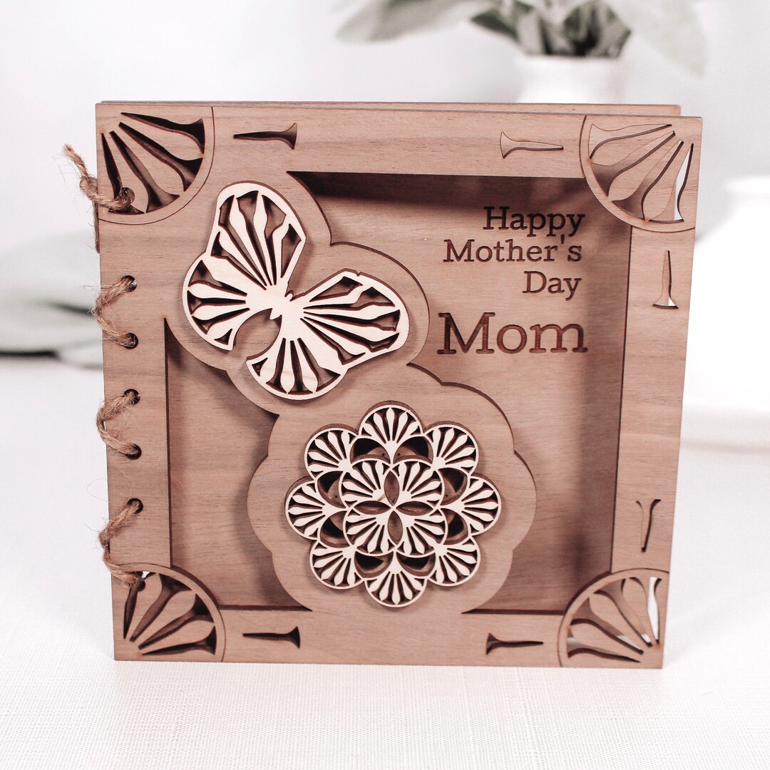 Custom Mother's Day Card Gift, Wood Keepsake Gift Card for Mom, Wooden