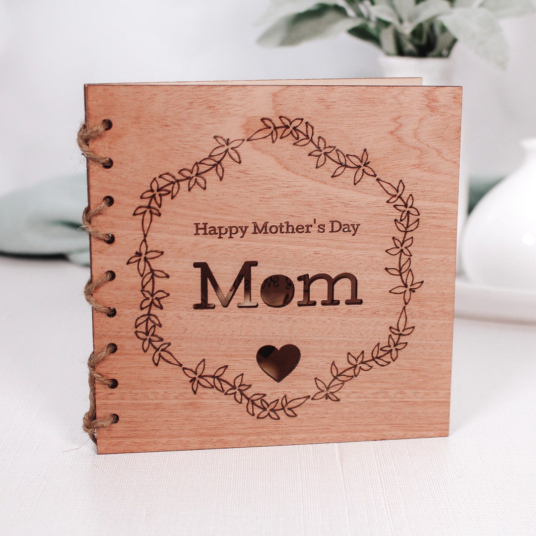 Wooden Gift Card for Mom, Personalized Mother's Day Card Gift Keepsake