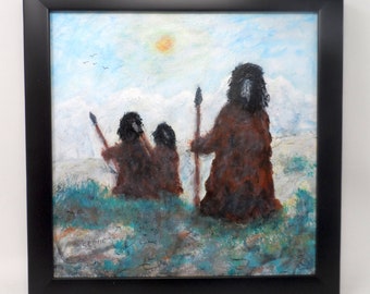SAGEBRUSH TRAIL. Original 12"x12" impressionist painting. Colorado artist Charlie Stone. Mountains. Western. Native American. Southwest.