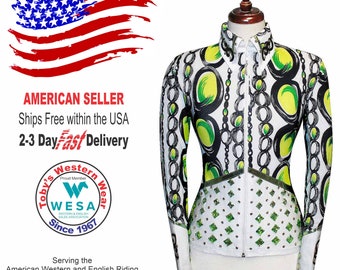 NOUVEAU Western Formal Equestrian Riding Show Wear Dress Shirt Blouse Jacket Rodeo Queen Horsemanship Showmanship Sportsmanship Pleasure ~ Femmes