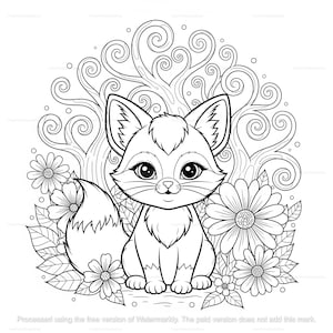 16 Niedliche Fuchs Malseite | Druckbares PDF für Kinder und Erwachsene | Tierische Kunsttherapie