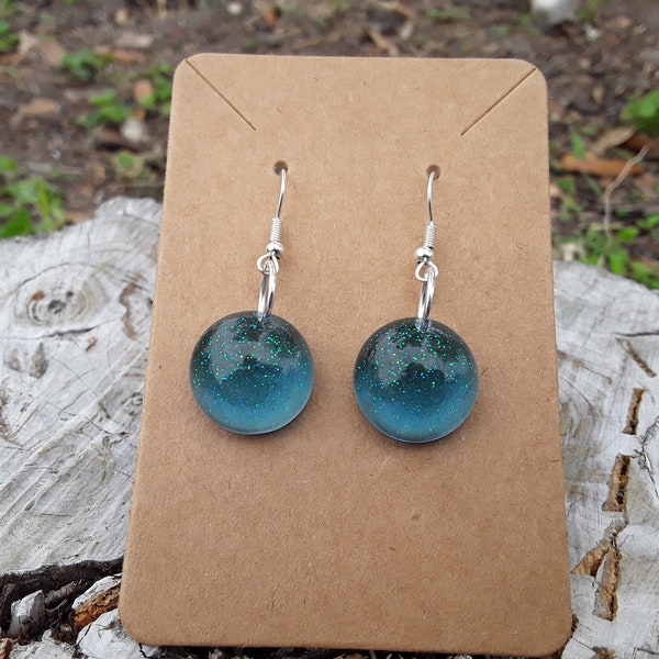 Blue Semicircle Resin Earrings