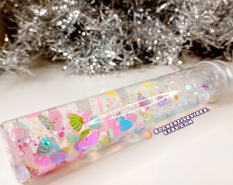 Seashell Glitter Sensory Bottle, Calming Bottles, Anxiety Relief, Stress Toys, Gifts For Kids, Fidget Toy, Adult Sensory Bottle