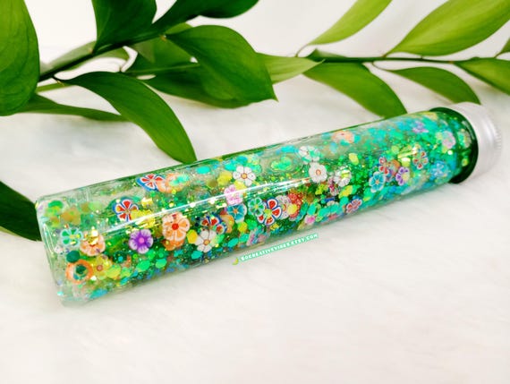 Flower Glitter Sensory Bottle, Calming Bottles, Stress Toys, Gifts For Kids, Fidget Toy, Flowers, Liquid Motion