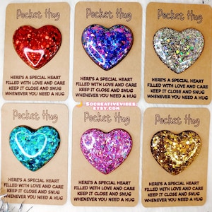 Pocket Hug Glitter Heart, Keepsake Gifts, Thinking Of You, Pocket Hug Tokens, Valentine&#39;s Day, Pocket Heart, I Love You
