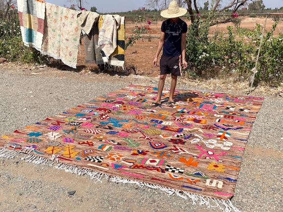 Unique Moroccan Kilim Rug, Moroccan Area rug, Berber Wool rug, Moroccan Flatweave Rug, Moroccan Orange Kilim