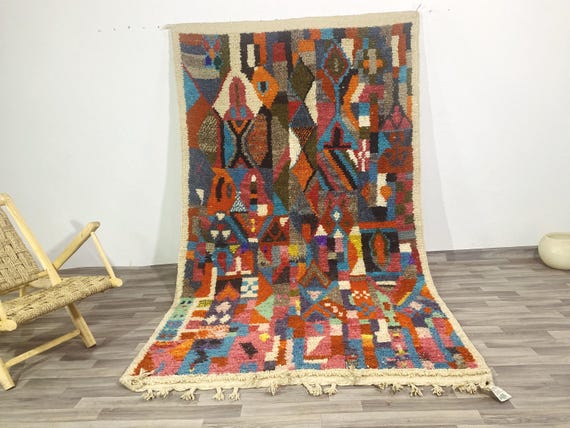 Authentic  Moroccan  BOUJAD RUG-Berber Rug-Tapis BOUJAD-Wool Rugs-Handwoven Berber Morocco area -Boho Area Carpet