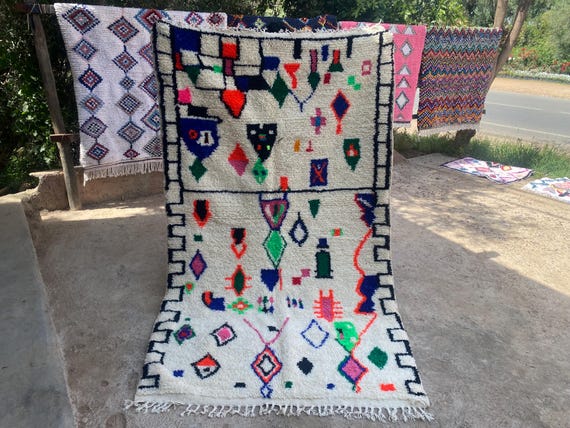 colorful moroccan rug, custom fabulous boujad carpet, azilal abstract multicolored carpet, handmade moroccan rugs,bohemian rug