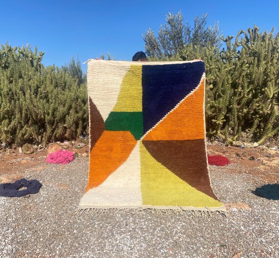 Costum Moroccan colorful rug, authentic Moroccan rug, Berber rug, Genuine wool rug, handmade rug;moroccan bohemian rug