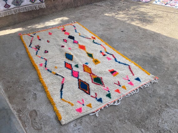 Large Handmade Moroccan Rug – Authentic Berber Wool Carpet, Bold Boho Decor