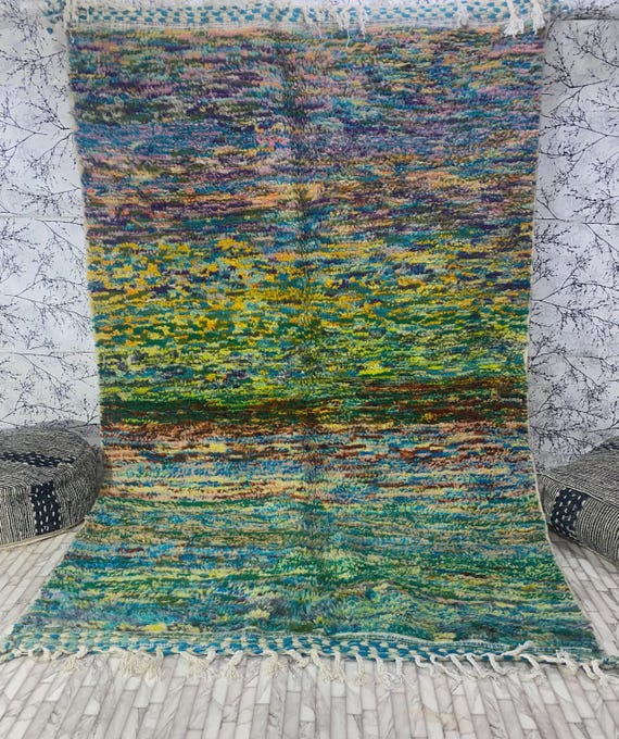 Abstract Colorful Moroccan Rug, Custom Fabulous Moroccan Rug from boujaad-boho abstract soft color carpet-handmade by berber women
