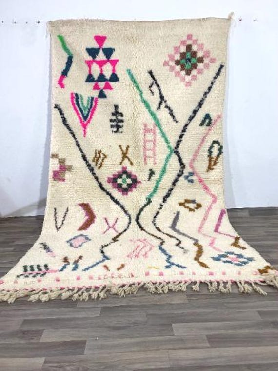 Berber Moroccan Costum rug - Moroccan Woolen carpet - New Azilal rug - Beni ouarain style - New Beni ouarain rug - fine berber rug