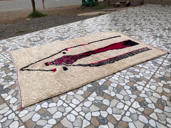 Handmade Beni Mrirt Rug – Moroccan Wool Berber Carpet, Tribal Boho Style