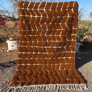 Amazing Moroccan Brown Rug - Custom moroccan Boujaad rugs& Beni Ourain Rug - Handmade Traditional Berber Carpet - Unique Home Decor